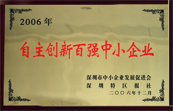【藍韻集團】2006年自主創(chuàng)新百強中小企業(yè)
